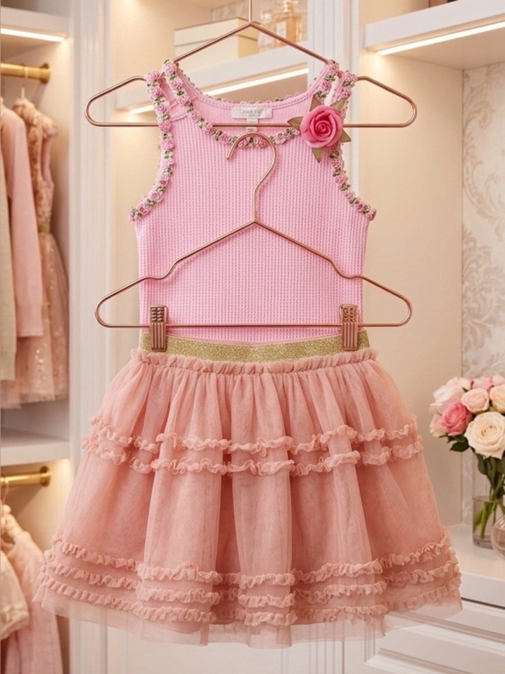 Mini Boden Skirt and a Pink Top